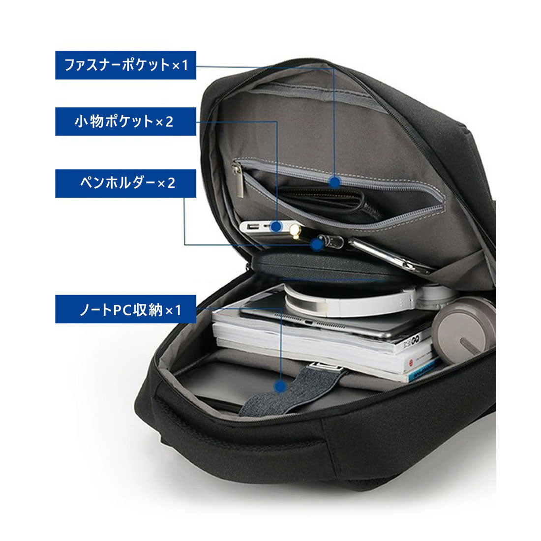 フロージュ florge 【高密度900D生地】大容量スマートアーバンリュック/ビジネスリュック （ブラック） ブラック