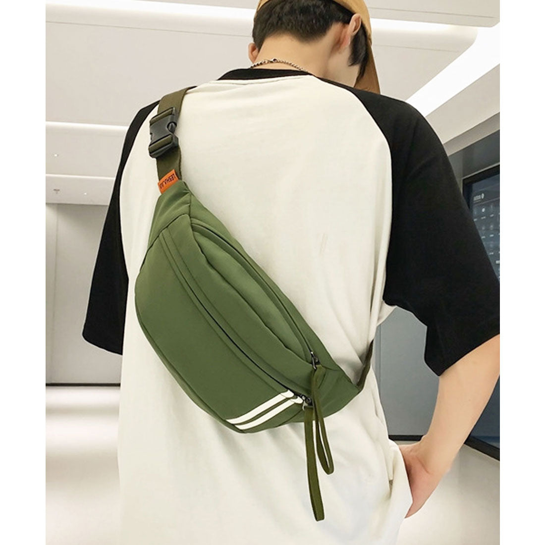 フロージュ florge 【撥水加工・軽い◎】ダブルラインスポーティボディバッグ/ショルダーバッグ （グリーン） グリーン