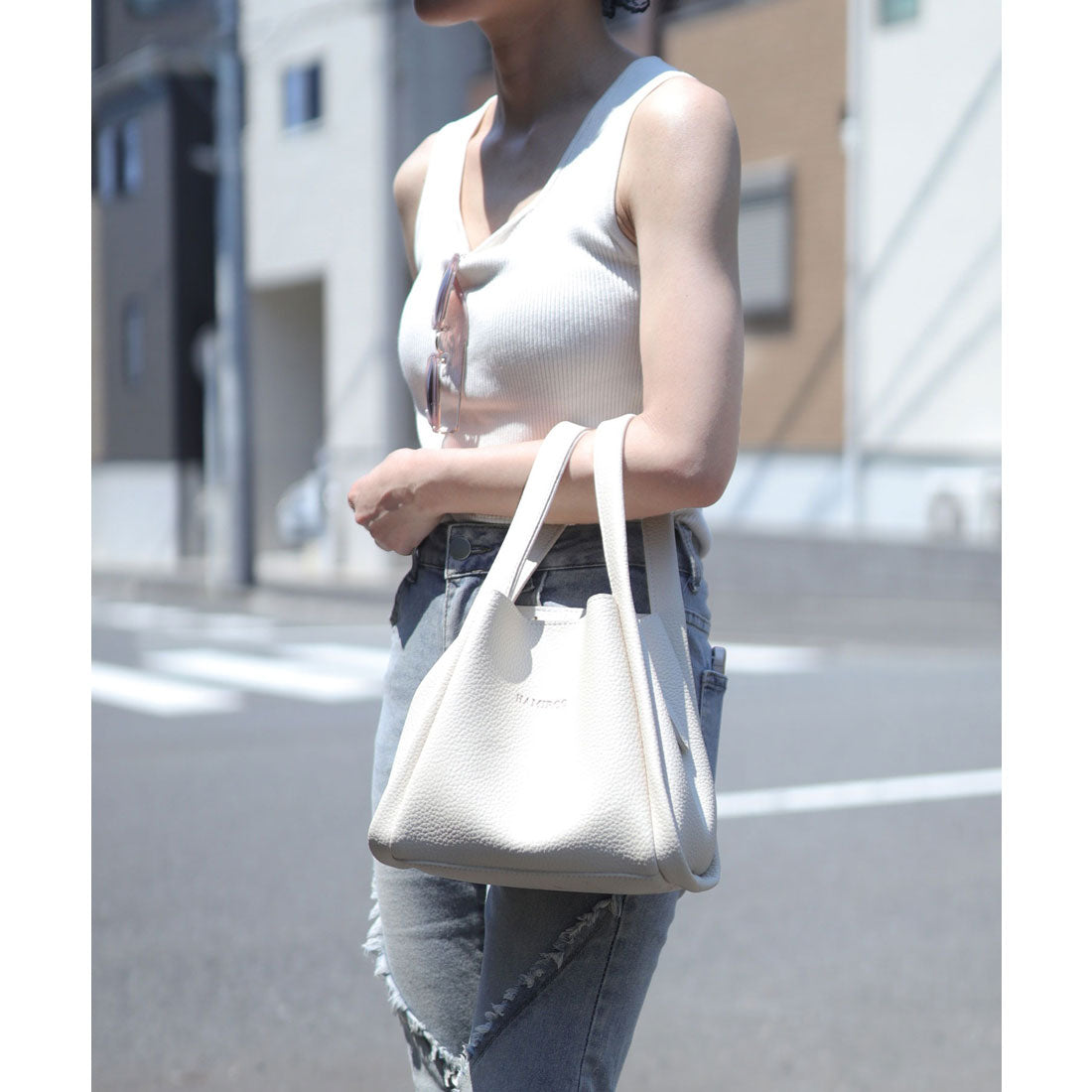 florge 【with pouch・3-piece set】2WAY shrink leather cube bag