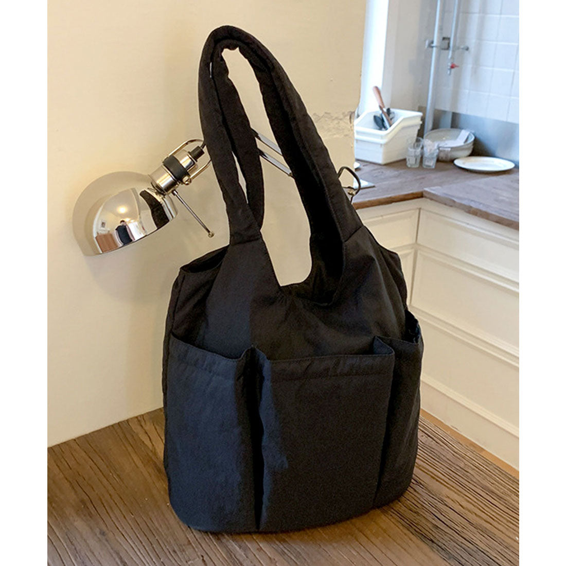 フロージュ florge 【軽い◎】3ポケットパフィトートバッグ （ブラック） ブラック