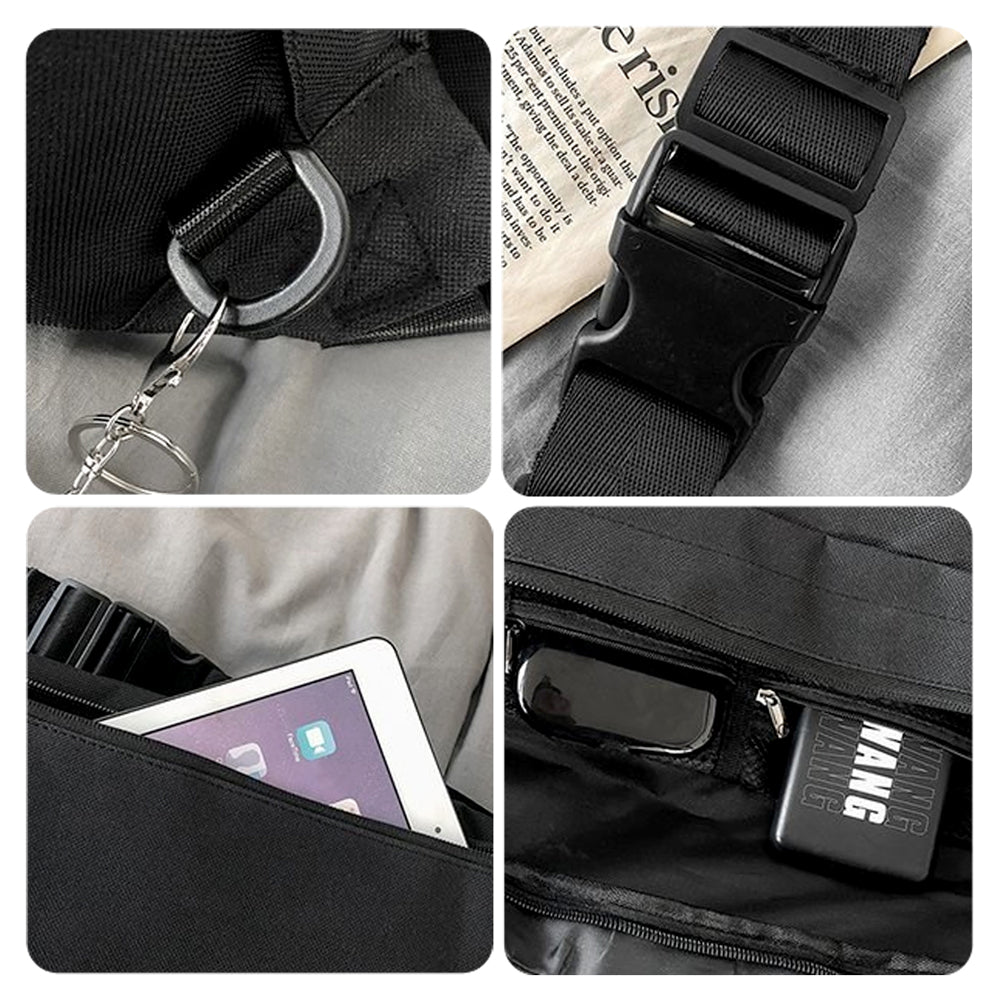 フロージュ florge 【ユニセックスデザイン】大容量シンプルショルダーバッグ/メッセンジャーバッグ （ブラック） ブラック