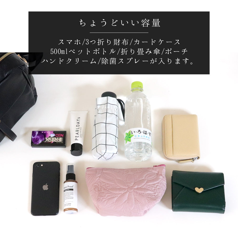 フロージュ florge 【豊富なポケット】【6色展開】ぽってり可愛いソフトレザーミニリュックサック/バックパック （グレイッシュベージュ） グレイッシュベージュ