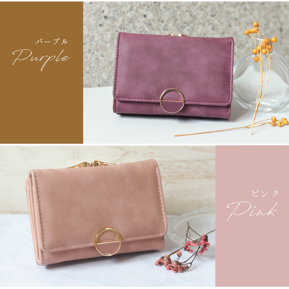 フロージュ florge 【大容量】ハーフラウンドモチーフのスクエアがま口財布 （ブラック） ブラック