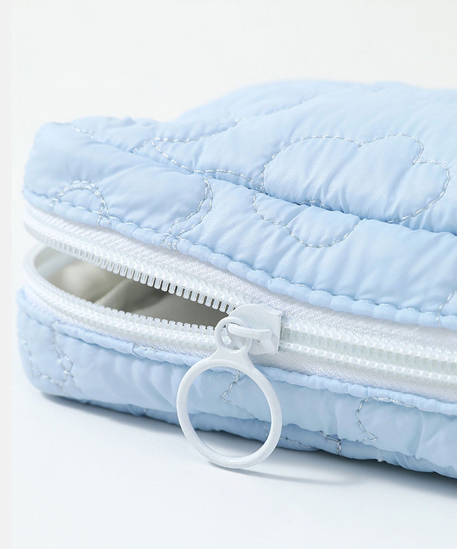 Floge [Large Capacity] Flower Quilted Fluffy Square Pouch/Makeup Pouch/Travel Pouch