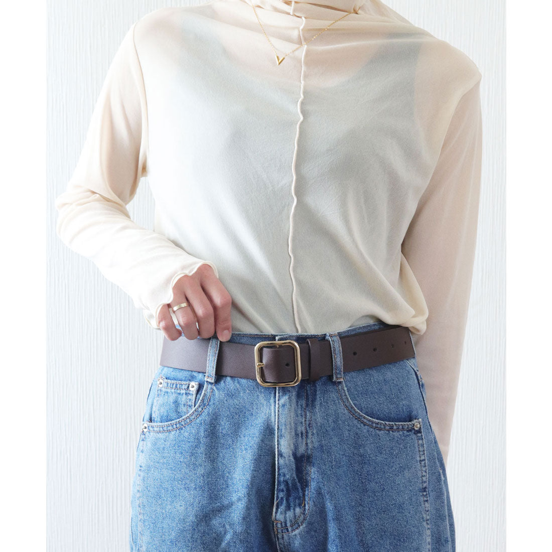 フロージュ florge 【メンズ・レディース兼用】スクエアバックルワイドレザーライクベルト