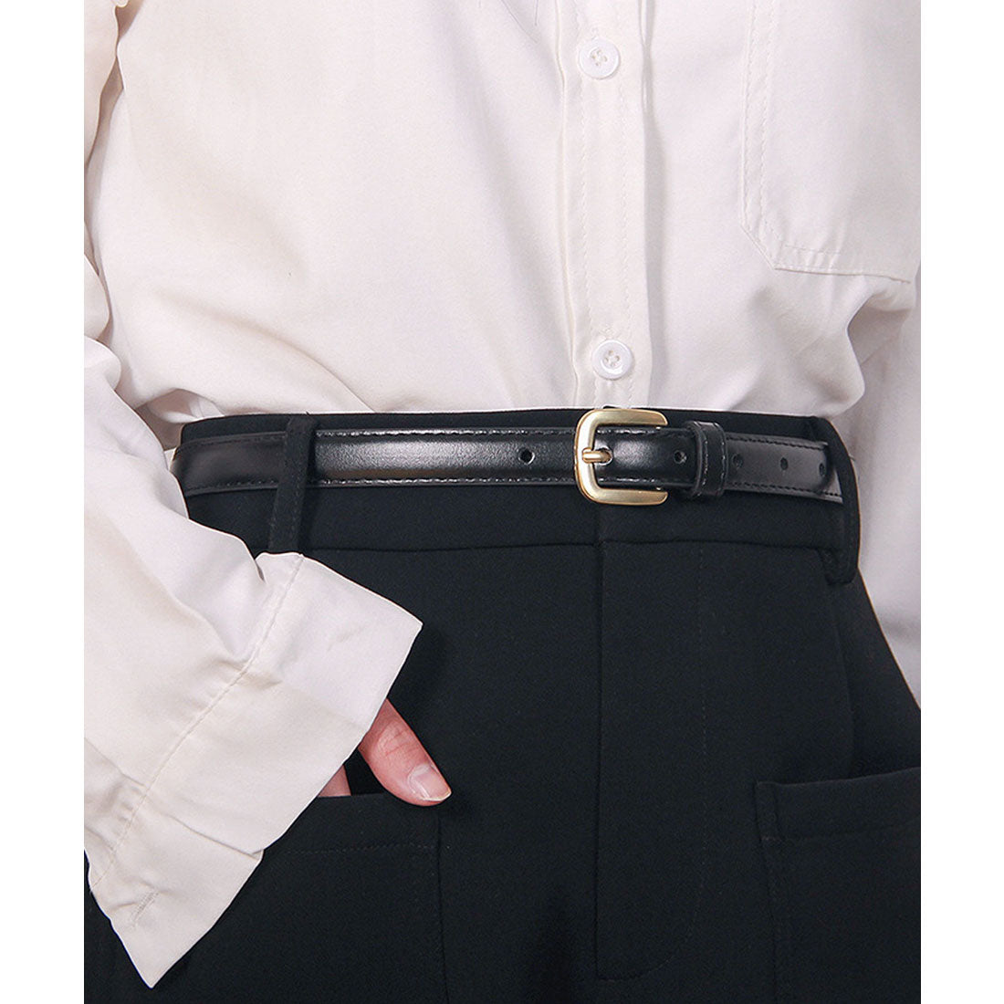 フロージュ florge レザータッチCバックル細めレディースベルト （モカ） モカ