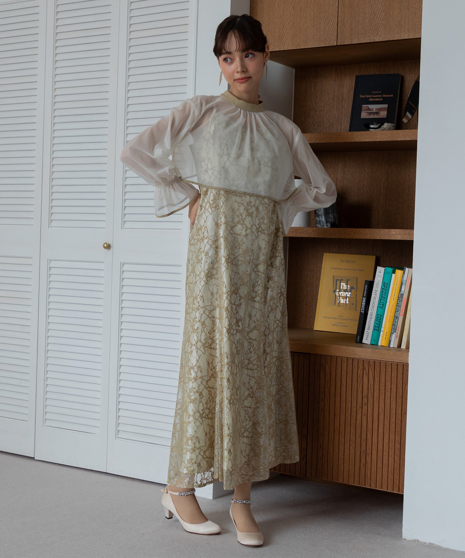 フォルムフォルマ form forma 【formforma別注】透明薄外套×蕾絲吊帶連衣裙/婚禮/派對
