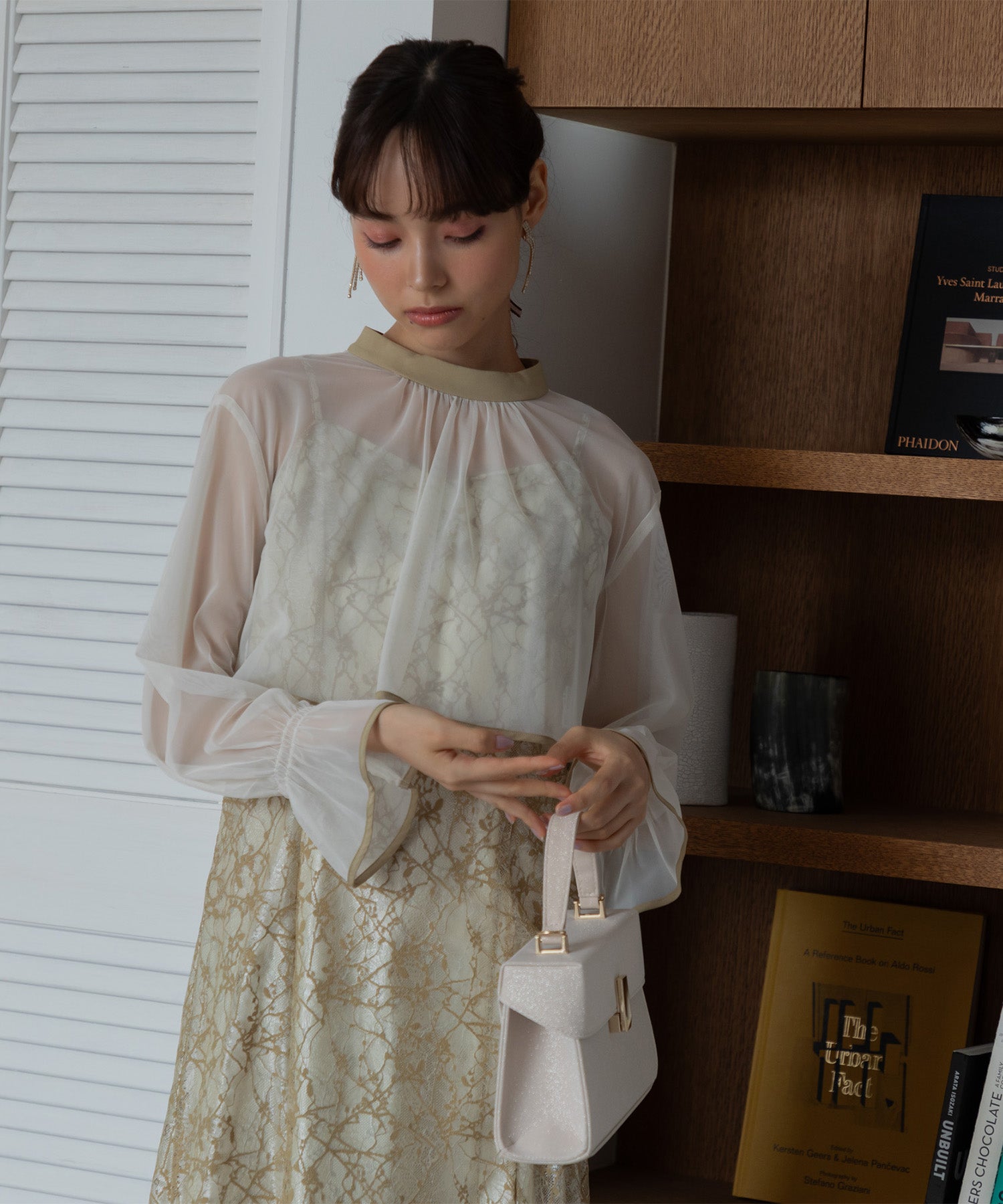 フォルムフォルマ form forma 【formforma別注】透明薄外套×蕾絲吊帶連衣裙/婚禮/派對