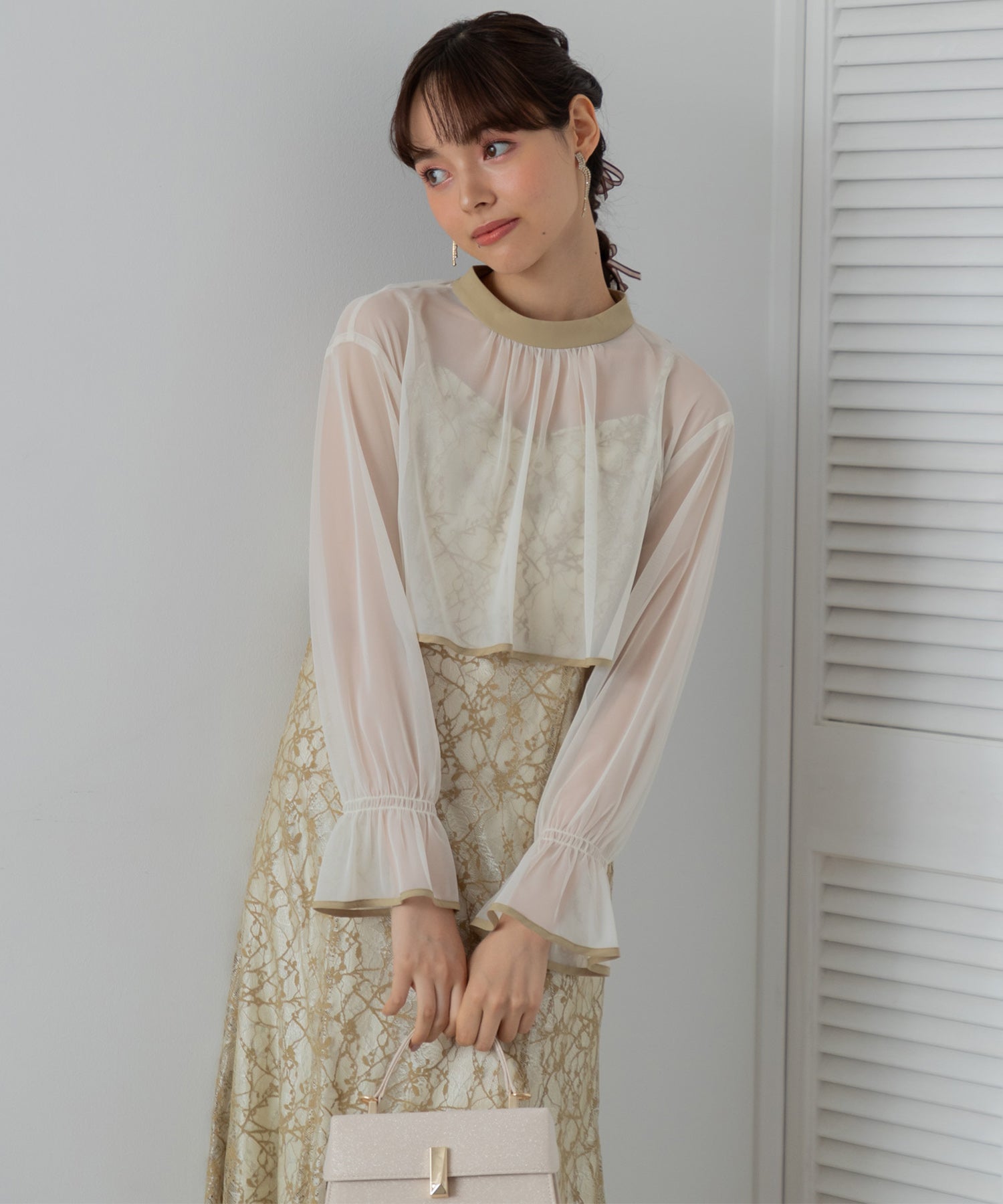 フォルムフォルマ form forma 【formforma別注】透明薄外套×蕾絲吊帶連衣裙/婚禮/派對