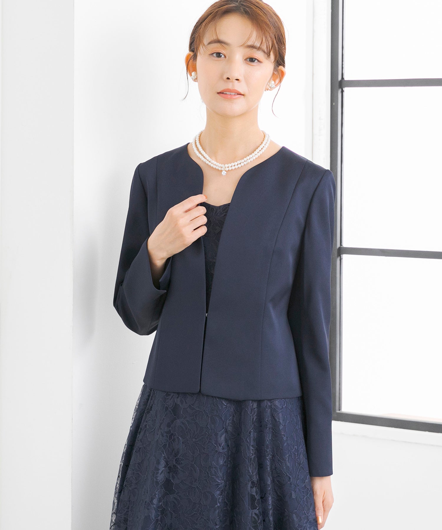 フォルムフォルマ form forma 【ジャケット単品】《サテン 生地使用》ジャケット /ボレロ/パーティー/結婚式/ドレス/マザードレス/卒業式/入学式/七五三・お宮参り （ネイビー） ネイビー