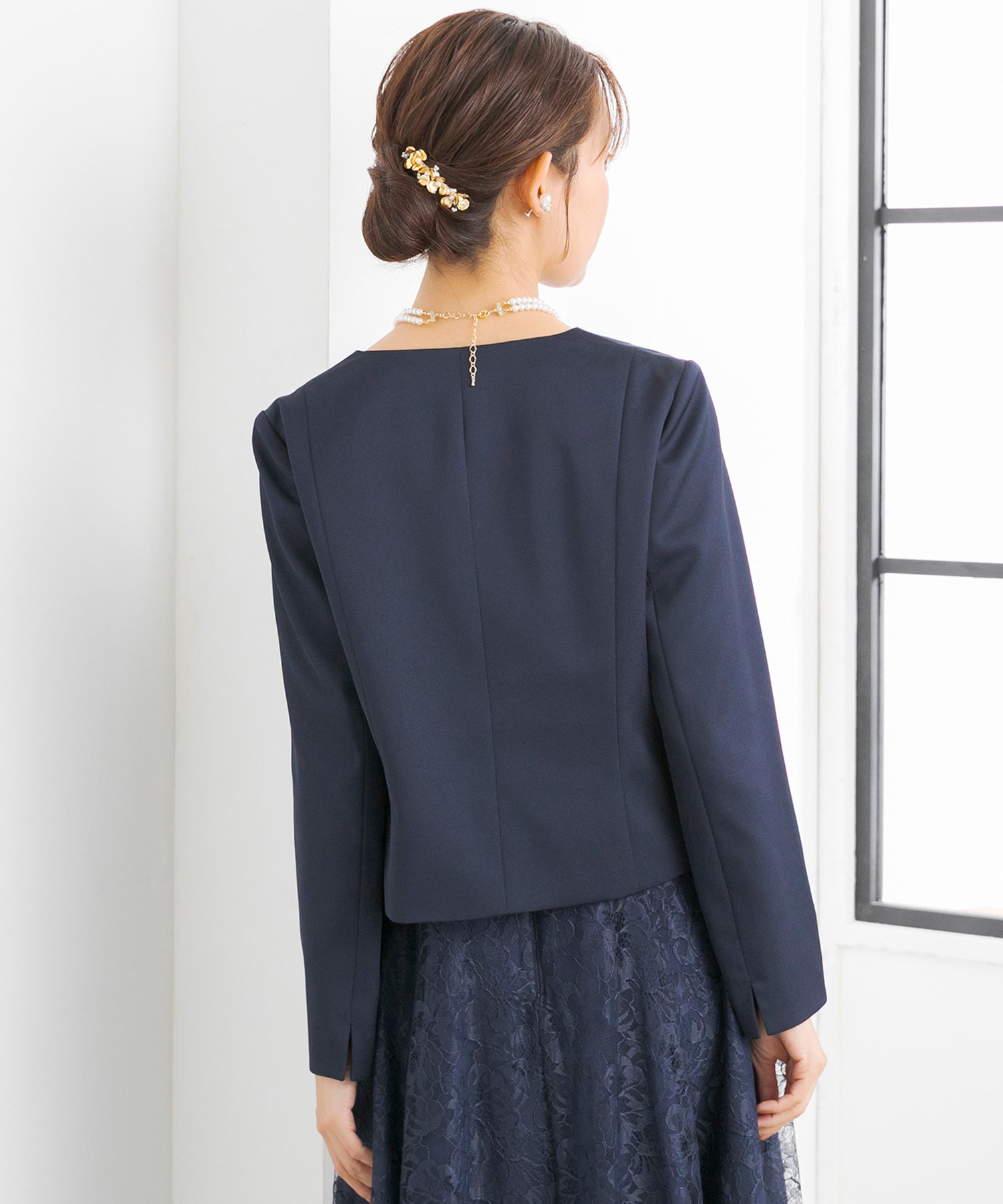 フォルムフォルマ form forma 【ジャケット単品】《サテン 生地使用》ジャケット /ボレロ/パーティー/結婚式/ドレス/マザードレス/卒業式/入学式/七五三・お宮参り （ネイビー） ネイビー