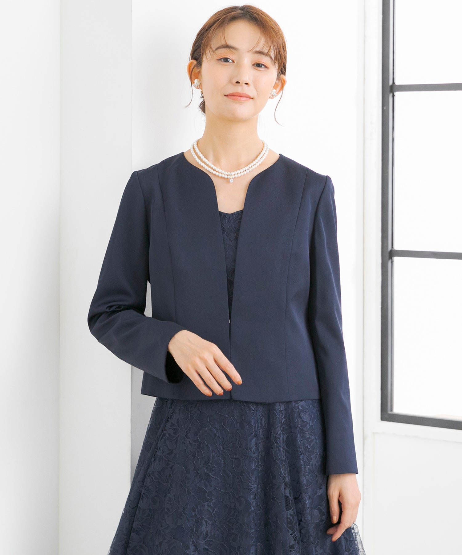 フォルムフォルマ form forma 【ジャケット単品】《サテン 生地使用》ジャケット /ボレロ/パーティー/結婚式/ドレス/マザードレス/卒業式/入学式/七五三・お宮参り （ネイビー） ネイビー