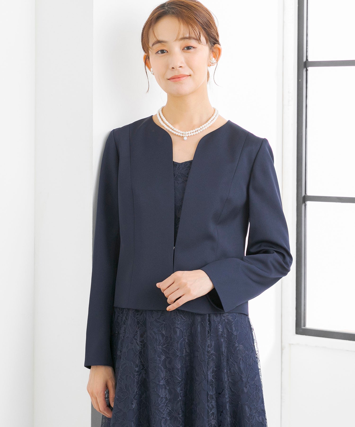 フォルムフォルマ form forma 【ジャケット単品】《サテン 生地使用》ジャケット /ボレロ/パーティー/結婚式/ドレス/マザードレス/卒業式/入学式/七五三・お宮参り （ネイビー） ネイビー