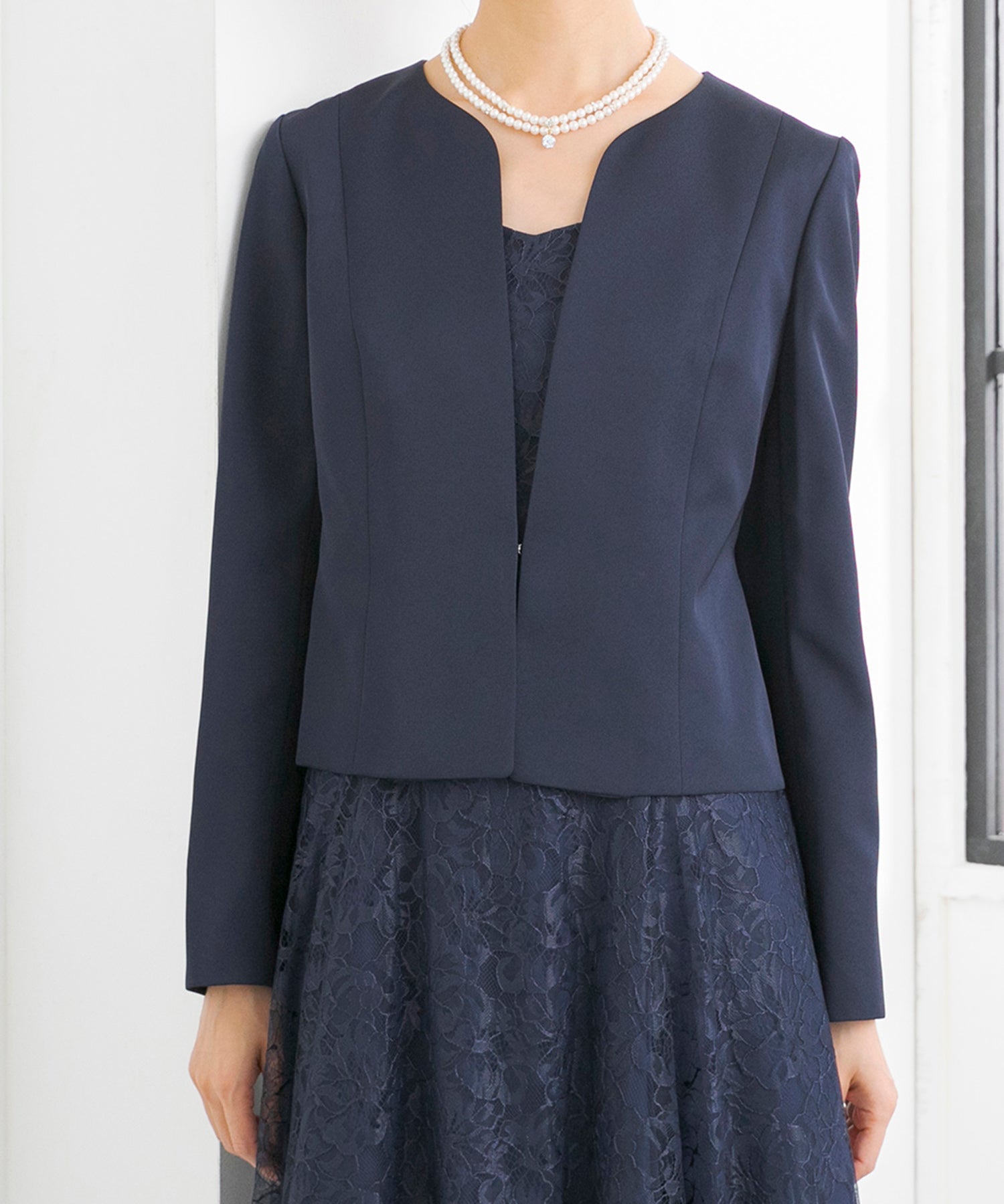 フォルムフォルマ form forma 【ジャケット単品】《サテン 生地使用》ジャケット /ボレロ/パーティー/結婚式/ドレス/マザードレス/卒業式/入学式/七五三・お宮参り （ネイビー） ネイビー