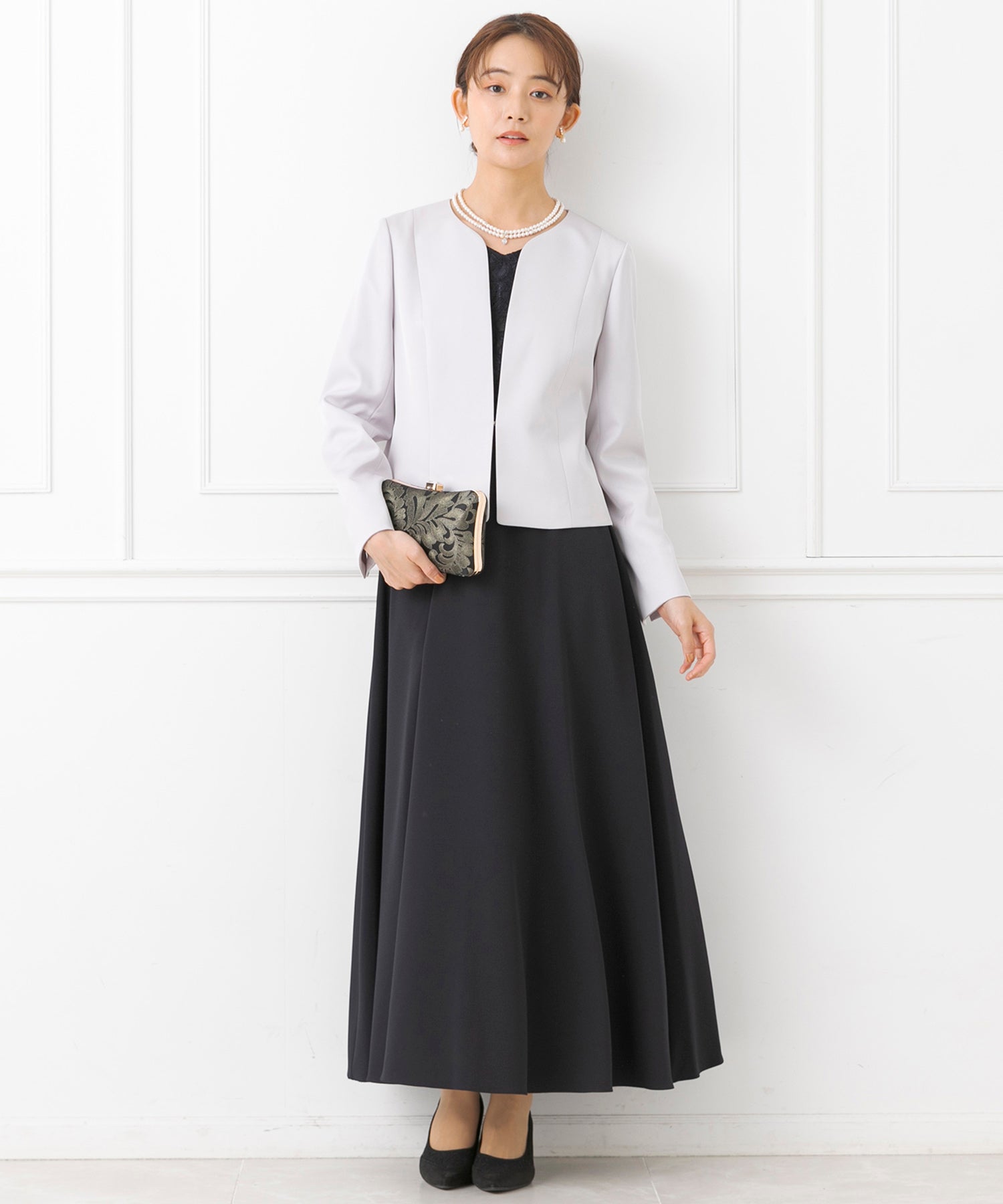 フォルムフォルマ form forma 【ジャケット単品】《サテン 生地使用》ジャケット /ボレロ/パーティー/結婚式/ドレス/マザードレス/卒業式/入学式/七五三・お宮参り （ネイビー） ネイビー