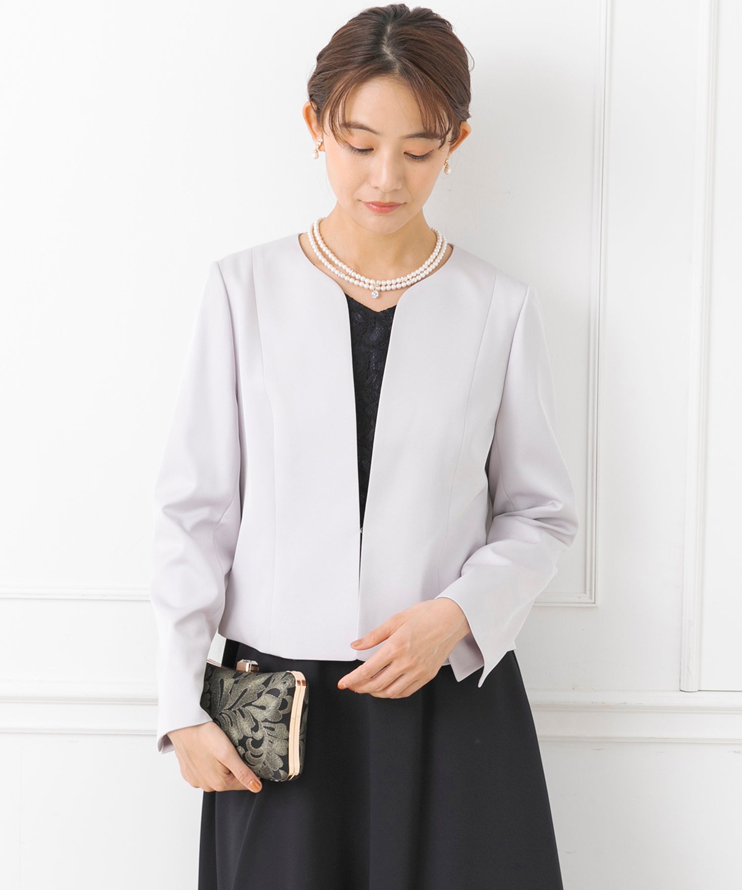 フォルムフォルマ form forma 【ジャケット単品】《サテン 生地使用》ジャケット /ボレロ/パーティー/結婚式/ドレス/マザードレス/卒業式/入学式/七五三・お宮参り （ネイビー） ネイビー