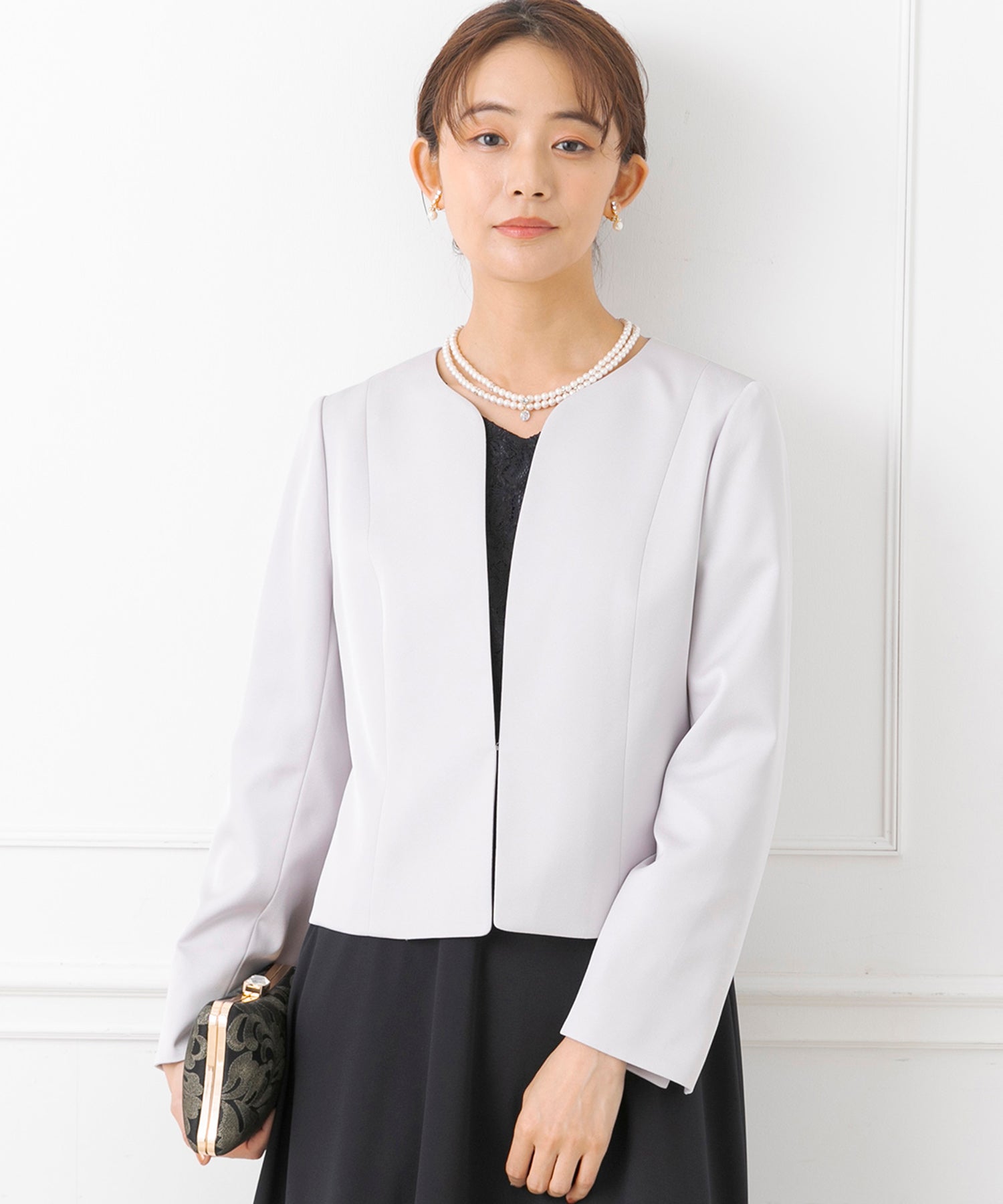 フォルムフォルマ form forma 【ジャケット単品】《サテン 生地使用》ジャケット /ボレロ/パーティー/結婚式/ドレス/マザードレス/卒業式/入学式/七五三・お宮参り （グレー） グレー