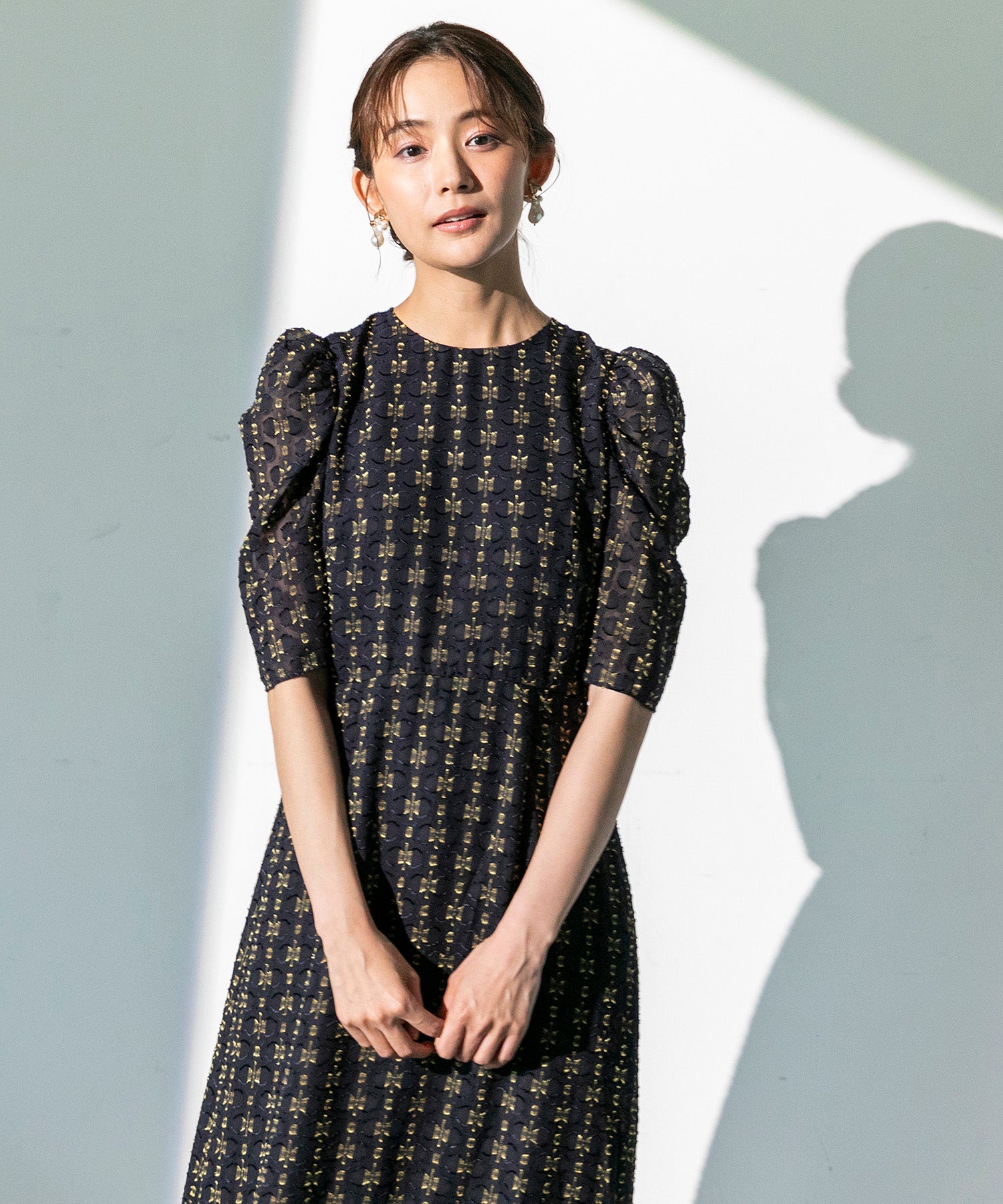 フォルムフォルマ form forma 【chaco】カットジャガード ドレスワンピース/結婚式/お呼ばれ/パーティー/クルーズ/発表会 （ネイビー） ネイビー