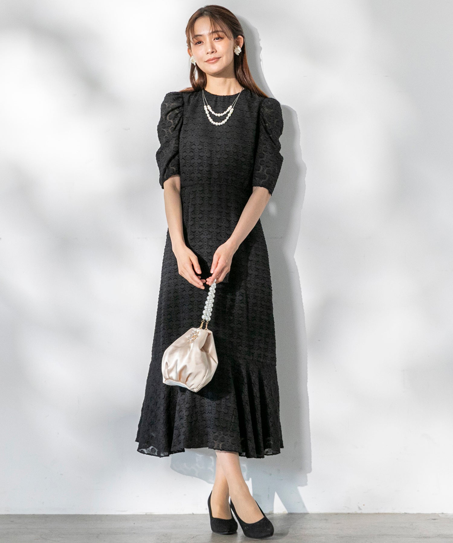 フォルムフォルマ form forma 【chaco】カットジャガード ドレスワンピース/結婚式/お呼ばれ/パーティー/クルーズ/発表会 （ネイビー） ネイビー