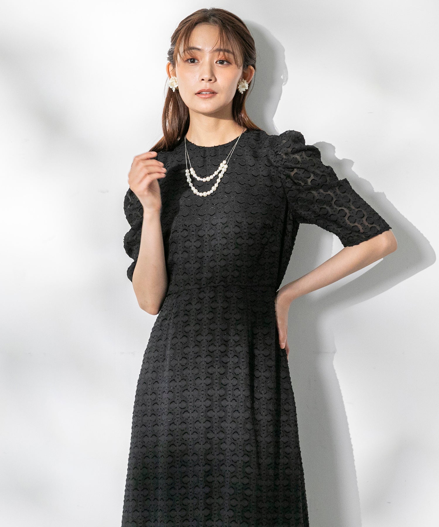 フォルムフォルマ form forma 【chaco】カットジャガード ドレスワンピース/結婚式/お呼ばれ/パーティー/クルーズ/発表会 （ネイビー） ネイビー