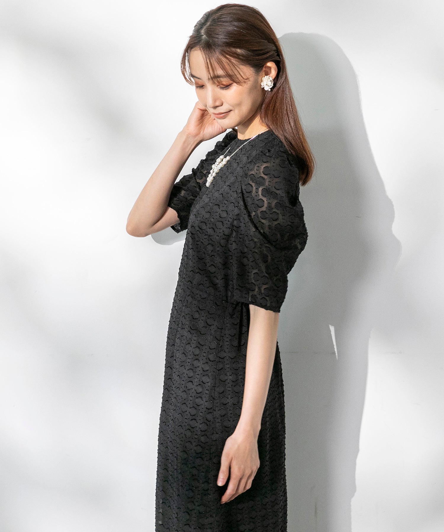 フォルムフォルマ form forma 【chaco】カットジャガード ドレスワンピース/結婚式/お呼ばれ/パーティー/クルーズ/発表会 （ネイビー） ネイビー