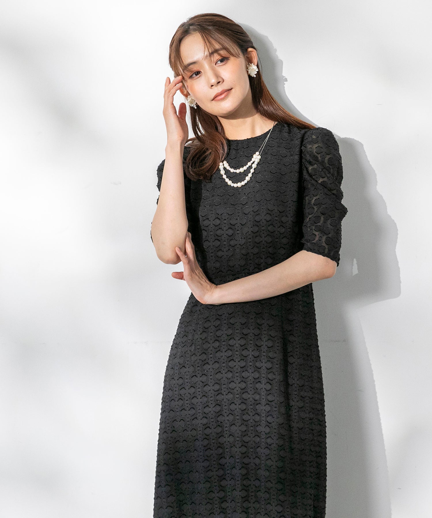 フォルムフォルマ form forma 【chaco】カットジャガード ドレスワンピース/結婚式/お呼ばれ/パーティー/クルーズ/発表会 （ネイビー） ネイビー
