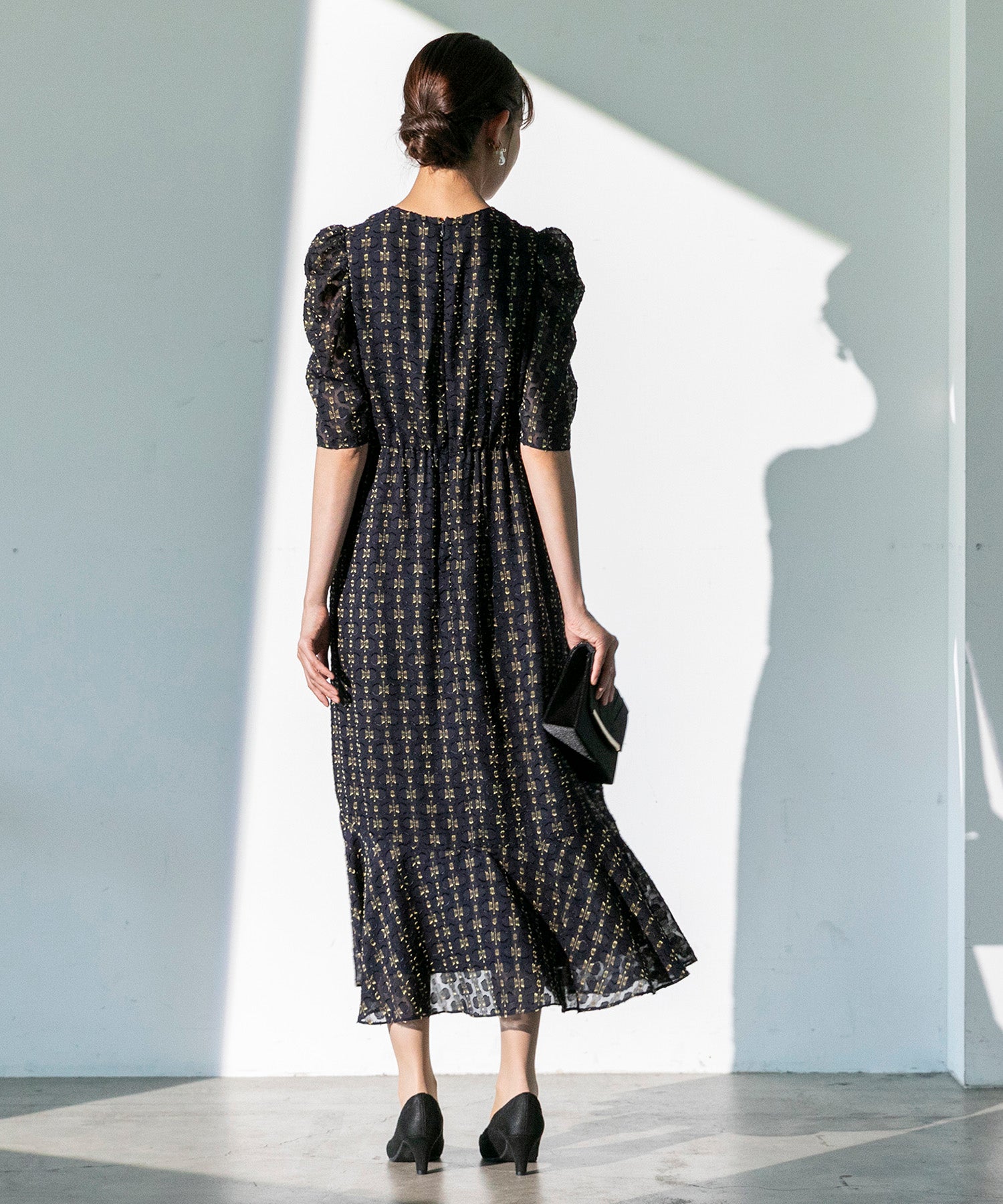 フォルムフォルマ form forma 【chaco】カットジャガード ドレスワンピース/結婚式/お呼ばれ/パーティー/クルーズ/発表会 （ネイビー） ネイビー