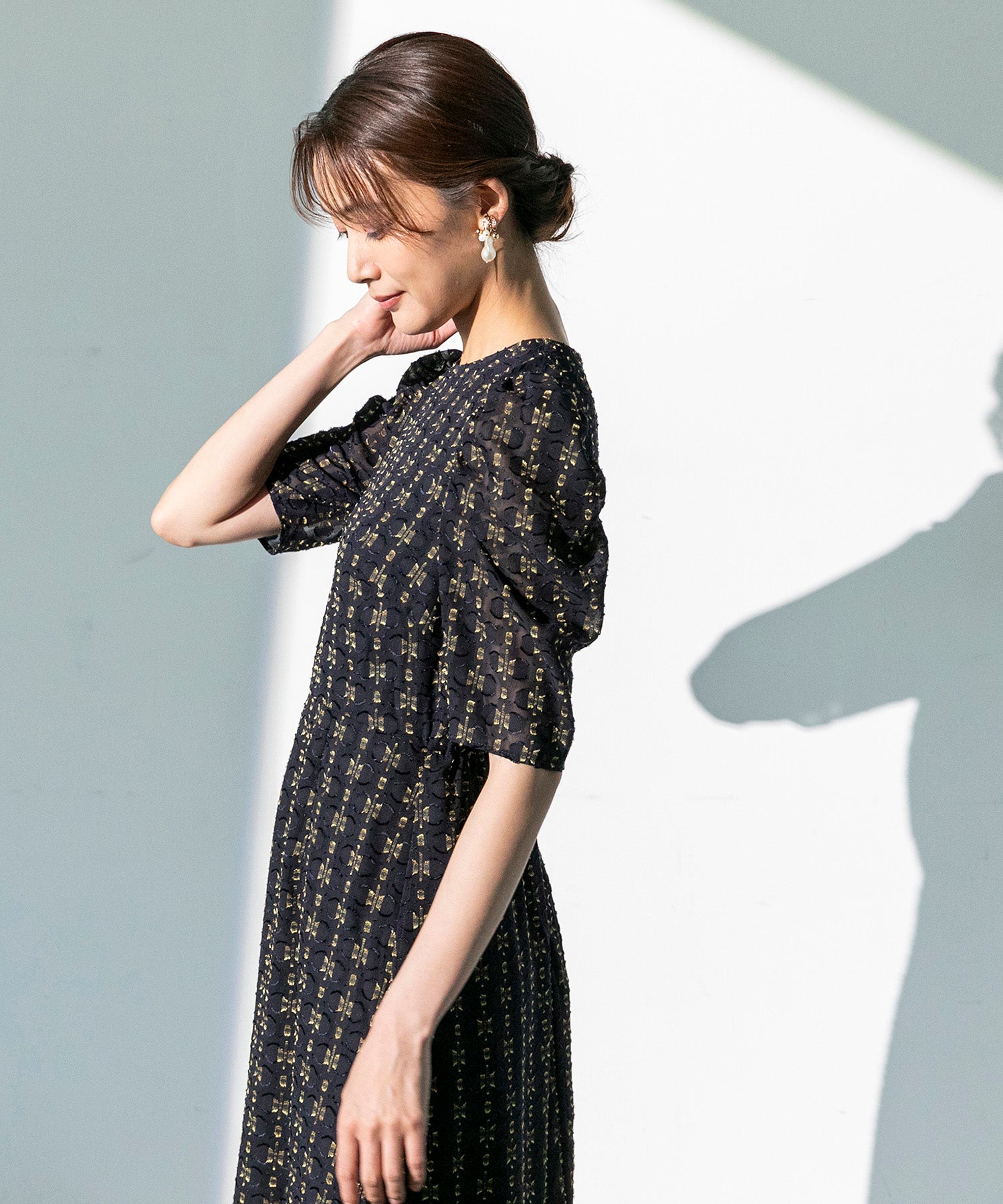 フォルムフォルマ form forma 【chaco】カットジャガード ドレスワンピース/結婚式/お呼ばれ/パーティー/クルーズ/発表会 （ネイビー） ネイビー