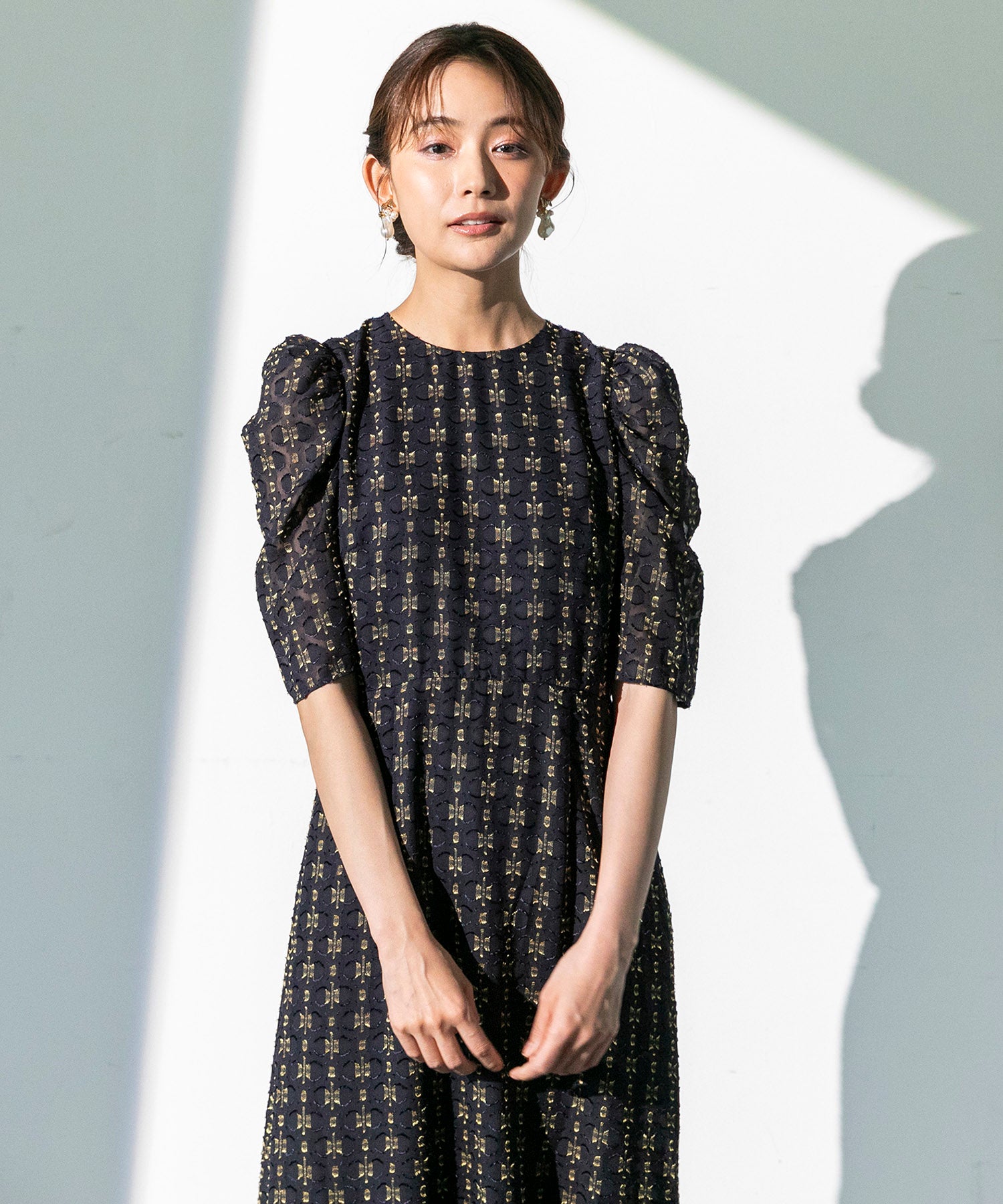 フォルムフォルマ form forma 【chaco】カットジャガード ドレスワンピース/結婚式/お呼ばれ/パーティー/クルーズ/発表会 （ネイビー） ネイビー