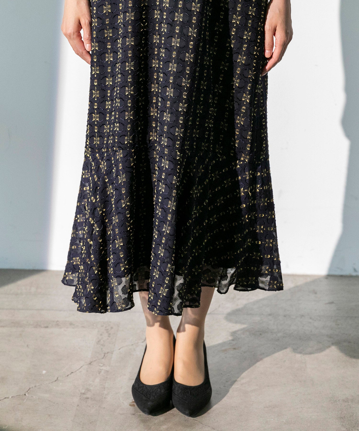 フォルムフォルマ form forma 【chaco】カットジャガード ドレスワンピース/結婚式/お呼ばれ/パーティー/クルーズ/発表会 （ネイビー） ネイビー