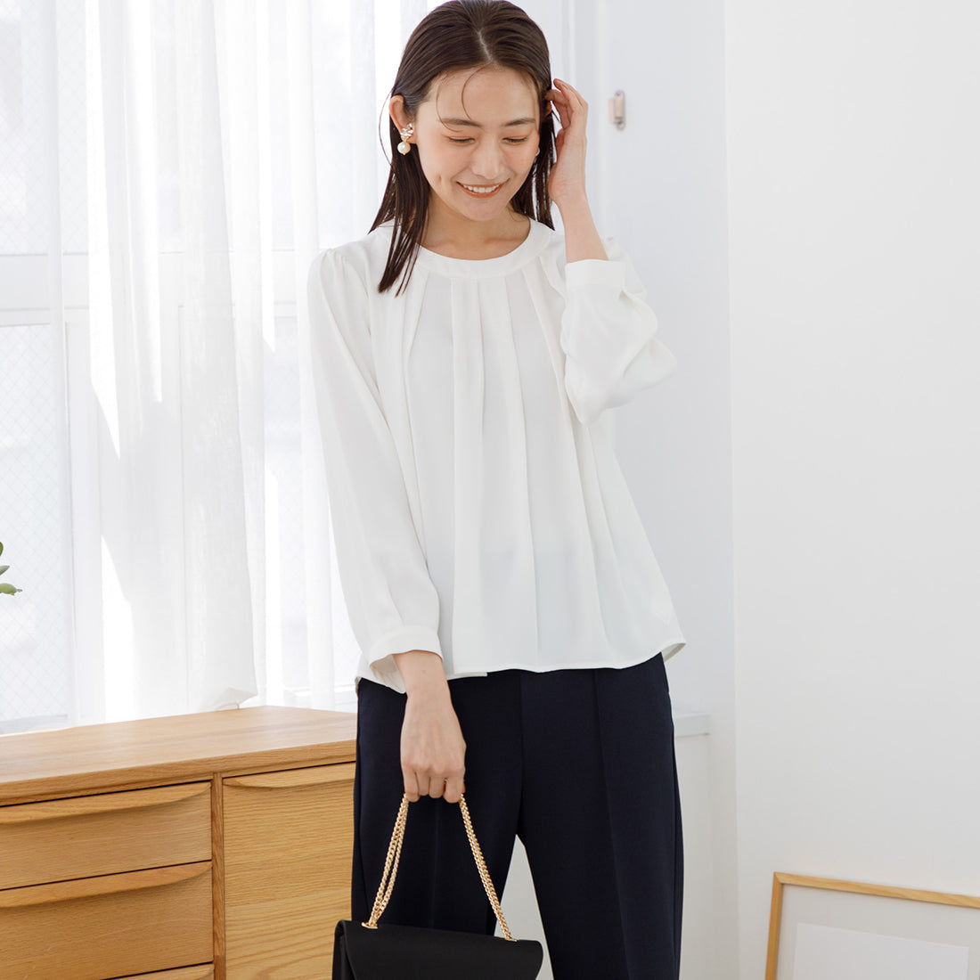 フォルムフォルマ form forma 【卒入学式で使える】タックデザイン ブラウス/長袖/セレモニー/卒業式/入学式/学校行事/オフィス