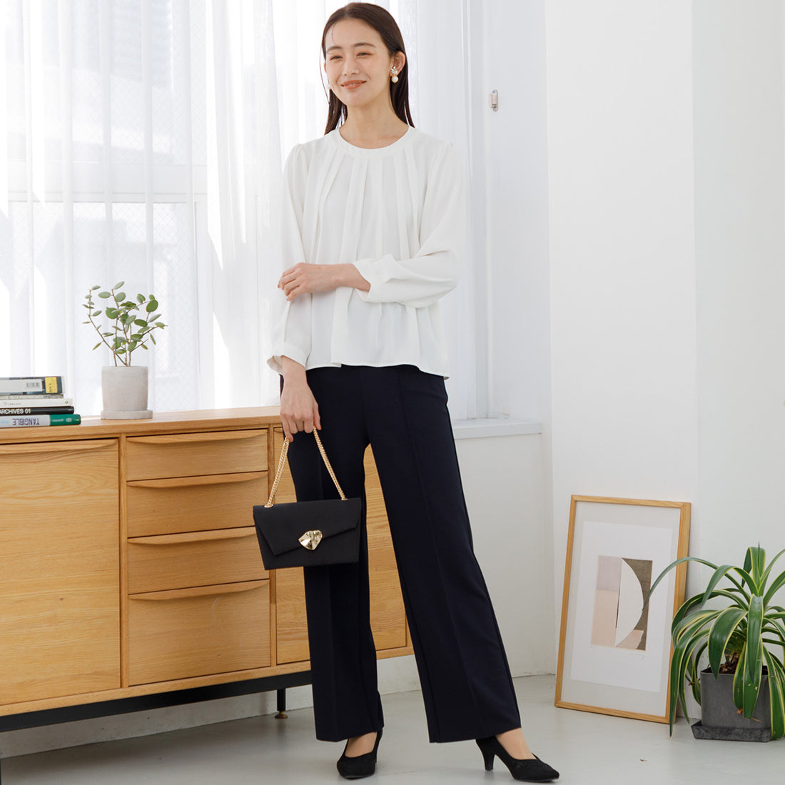 フォルムフォルマ form forma 【卒入学式で使える】タックデザイン ブラウス/長袖/セレモニー/卒業式/入学式/学校行事/オフィス