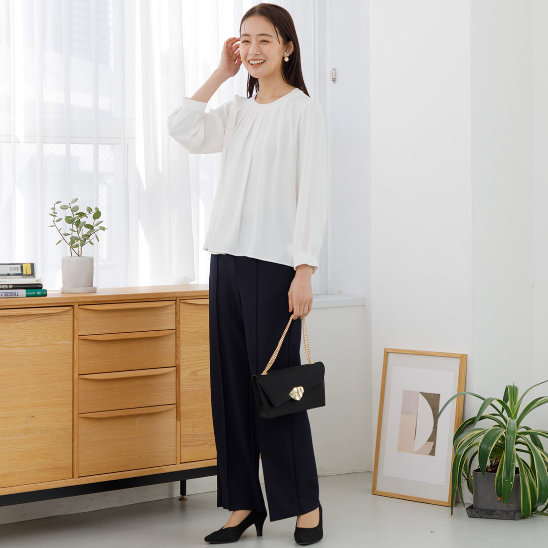 フォルムフォルマ form forma 【卒入学式で使える】タックデザイン ブラウス/長袖/セレモニー/卒業式/入学式/学校行事/オフィス