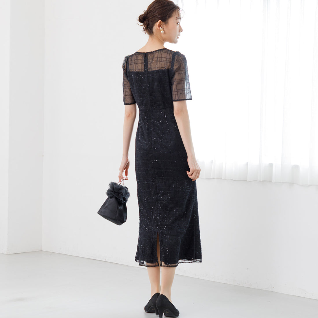 フォルムフォルマ form forma 【kaene】チェックレース×チョーカー付きドレス/結婚式/パーティー/お呼ばれ （ブラック） ブラック