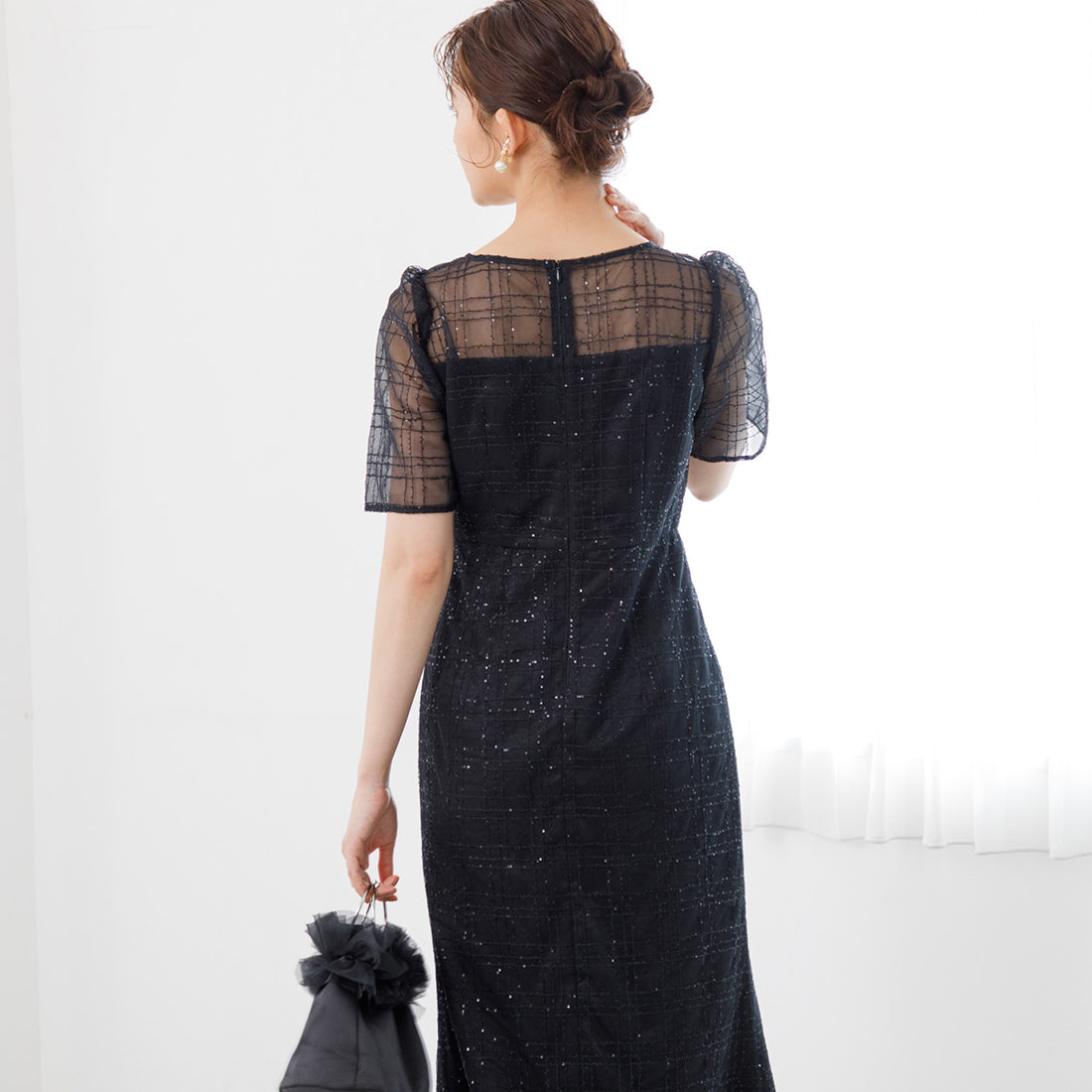 フォルムフォルマ form forma 【kaene】チェックレース×チョーカー付きドレス/結婚式/パーティー/お呼ばれ （ブラック） ブラック