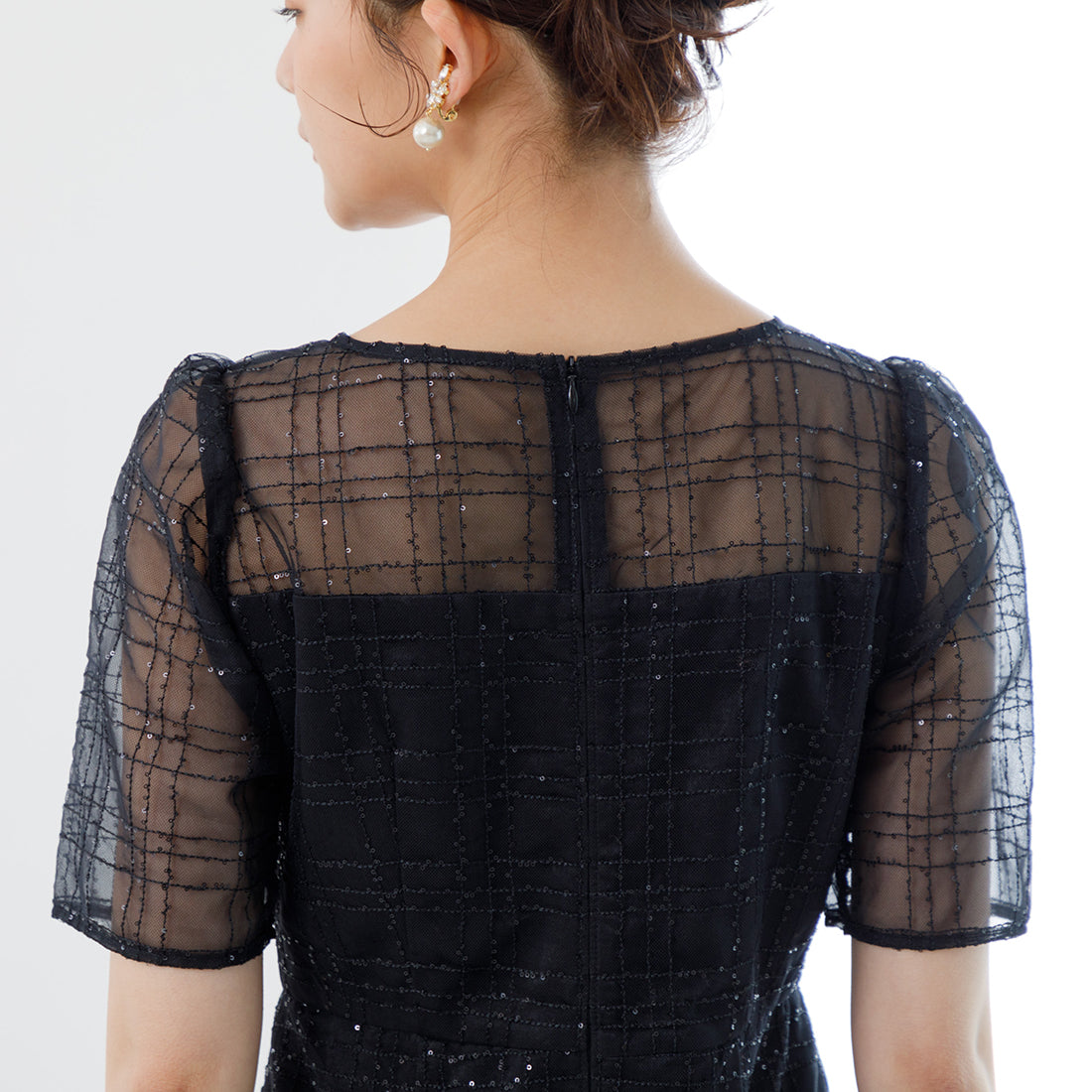 フォルムフォルマ form forma 【kaene】チェックレース×チョーカー付きドレス/結婚式/パーティー/お呼ばれ （ブラック） ブラック