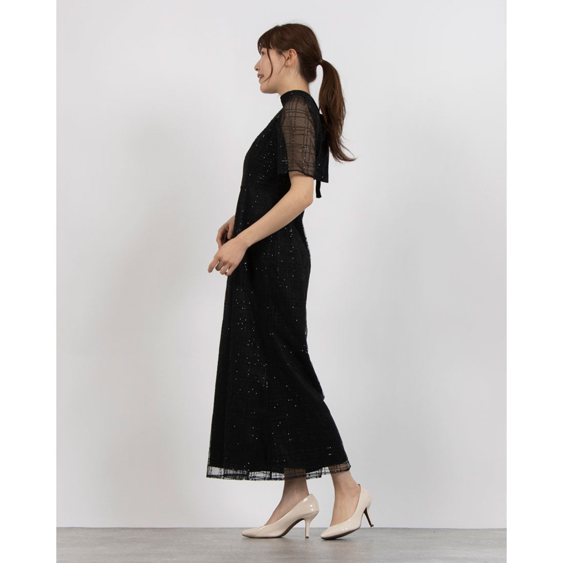 フォルムフォルマ form forma 【kaene】チェックレース×チョーカー付きドレス/結婚式/パーティー/お呼ばれ （ブラック） ブラック