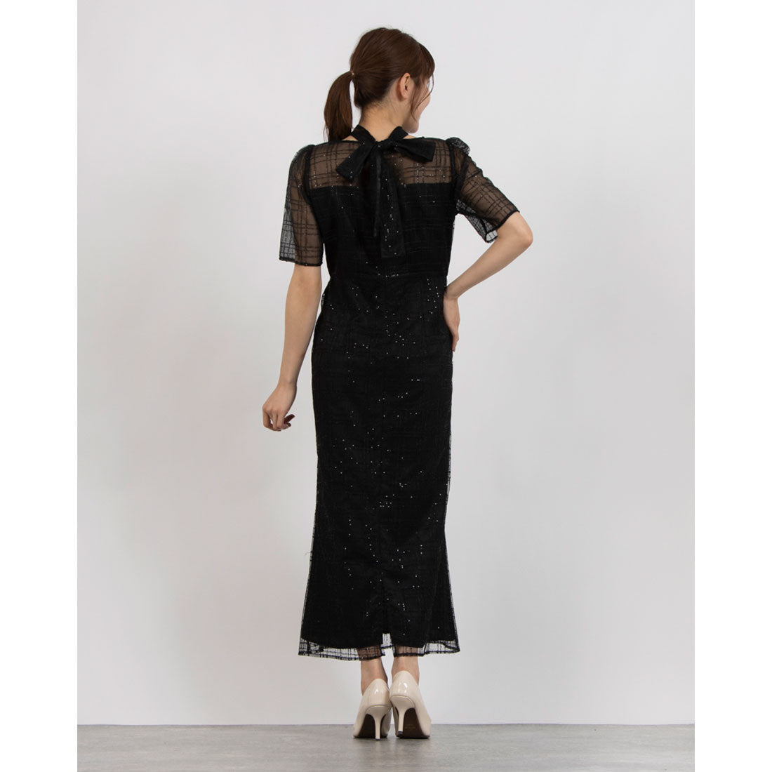 フォルムフォルマ form forma 【kaene】チェックレース×チョーカー付きドレス/結婚式/パーティー/お呼ばれ （ブラック） ブラック