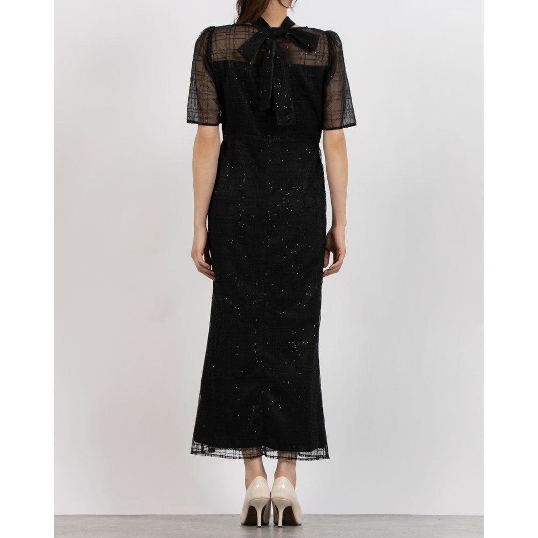 フォルムフォルマ form forma 【kaene】チェックレース×チョーカー付きドレス/結婚式/パーティー/お呼ばれ （ブラック） ブラック