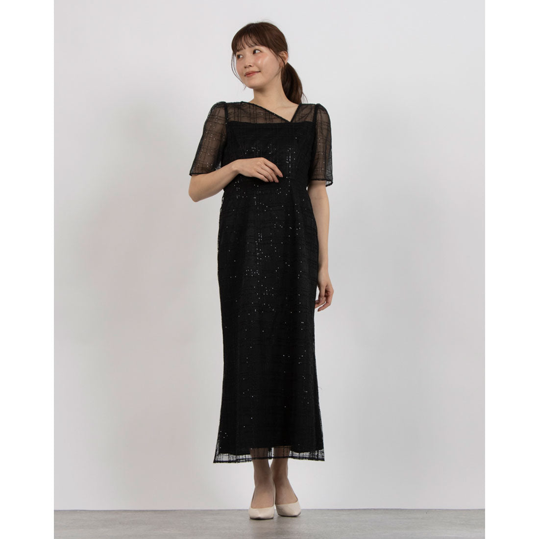 フォルムフォルマ form forma 【kaene】チェックレース×チョーカー付きドレス/結婚式/パーティー/お呼ばれ （ブラック） ブラック