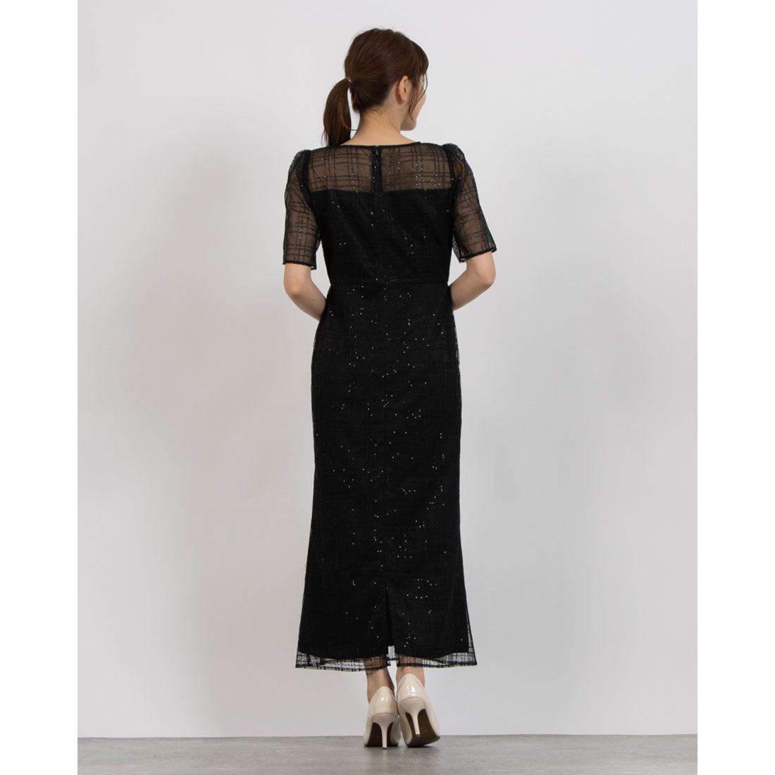 フォルムフォルマ form forma 【kaene】チェックレース×チョーカー付きドレス/結婚式/パーティー/お呼ばれ （ブラック） ブラック