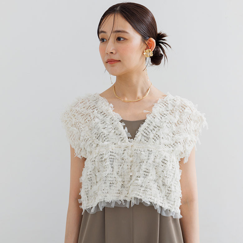 フォルムフォルマ form forma リボンチュールジレ×オールインワンドレス/結婚式/パーティー/お呼ばれ （ブラウン） ブラウン