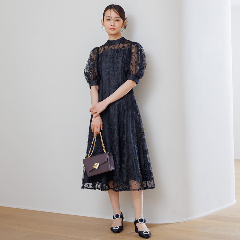 フォルムフォルマ form forma 3Dフラワーバックシャンドレス/結婚式/パーティー/お呼ばれ （ブラック） ブラック