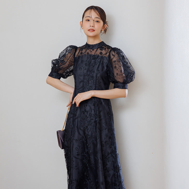 フォルムフォルマ form forma 3Dフラワーバックシャンドレス/結婚式/パーティー/お呼ばれ （ブラック） ブラック