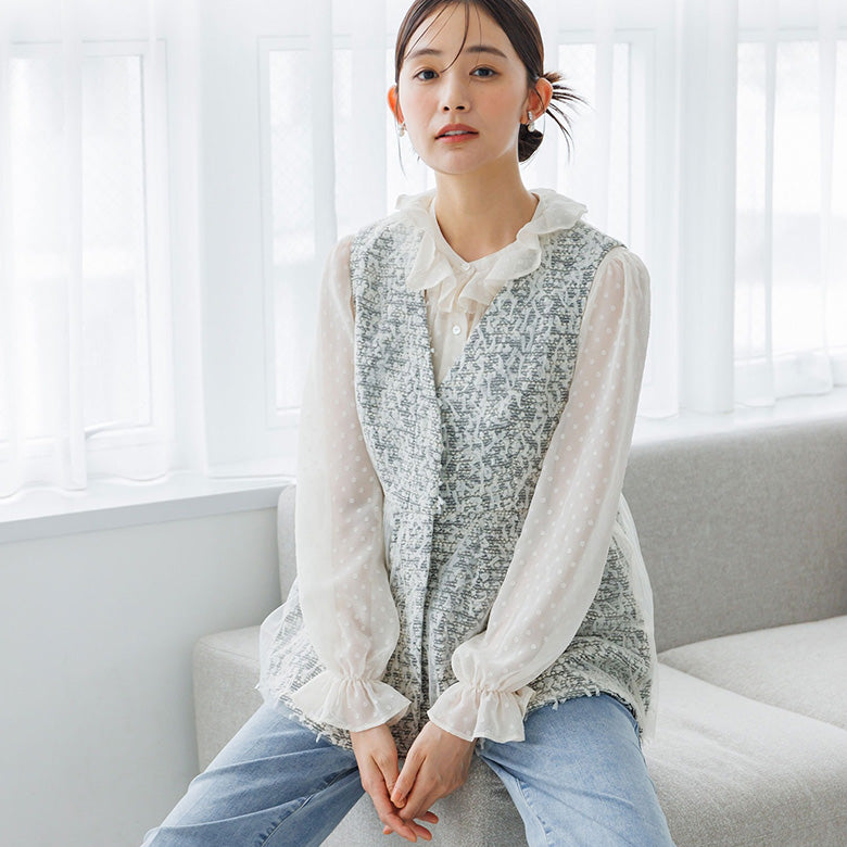 フォルムフォルマ form forma 【troisiemechaco】単品ツイードジレ/セレモニー/卒業式（卒園式）/入学式（入園式）/学校行事/七五三/お宮参り/オフィス （アイボリー） アイボリー