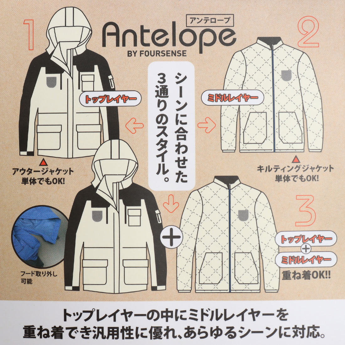 FOURSENSE Women's Layered Winter Jacket Antelope