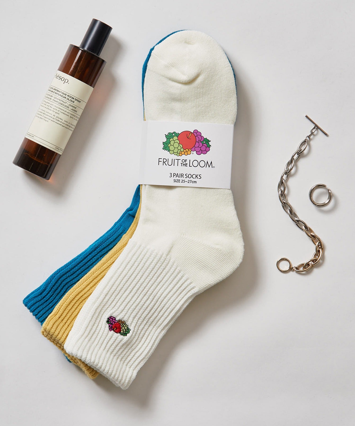 フルーツオブザルーム FRUIT OF THE LOOM 3Pゆるリッチェル刺繍ソックス 81009000 （マルチ） マルチ