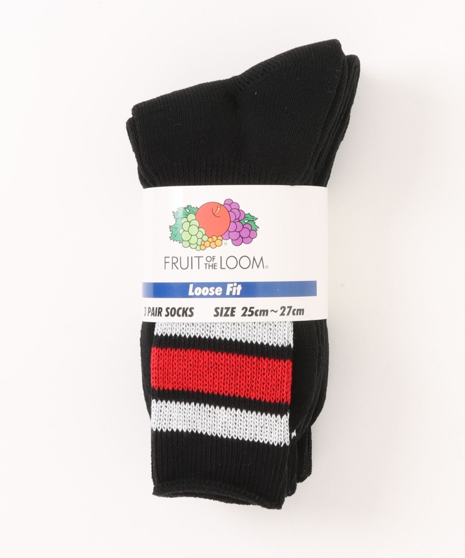 フルーツオブザルーム FRUIT OF THE LOOM 3P DadSocks ライン 81009700 （ブラック） ブラック