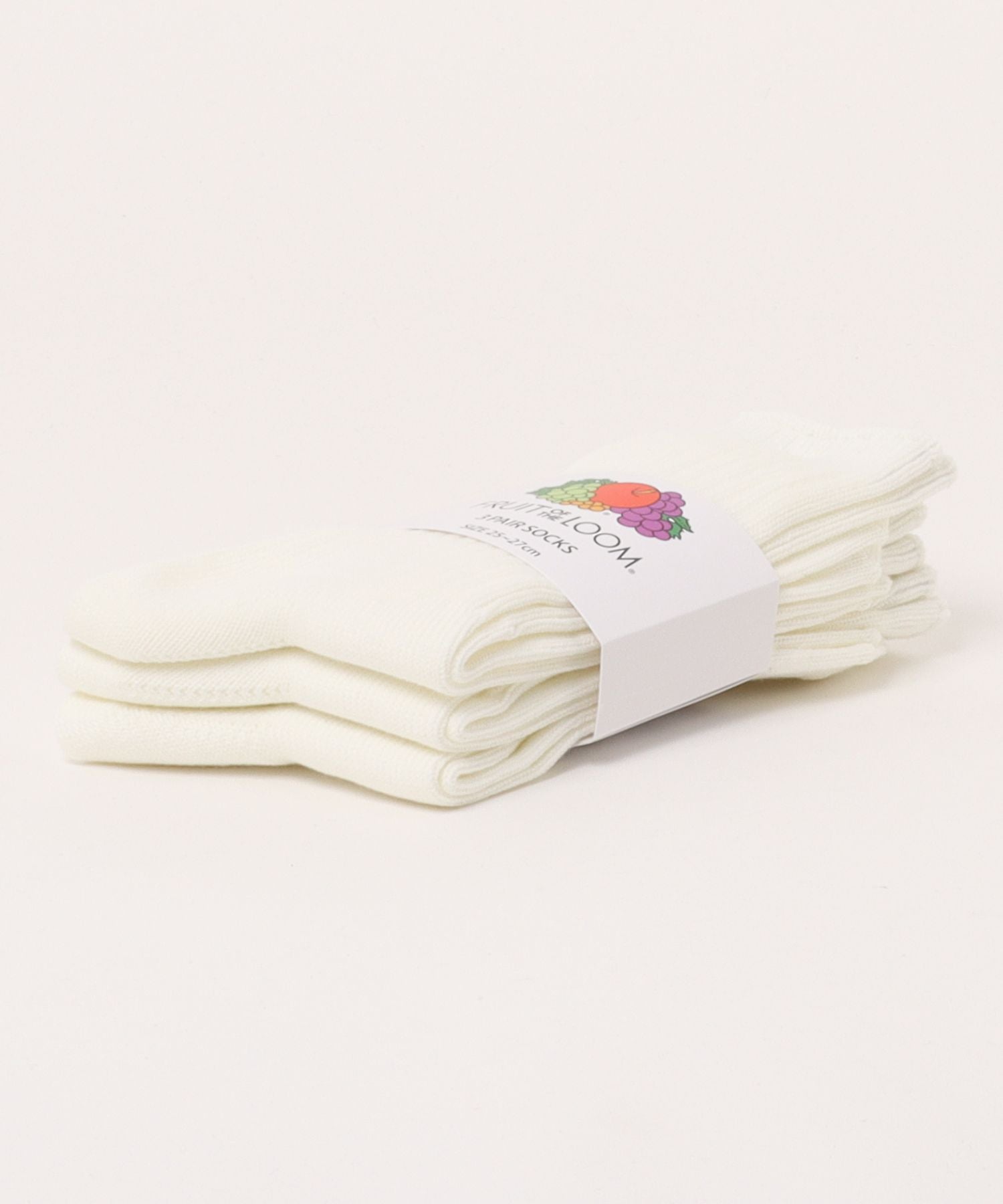 フルーツオブザルーム FRUIT OF THE LOOM 3Pローゲージ3×1RIBソックス 81009200 （アイボリー） アイボリー