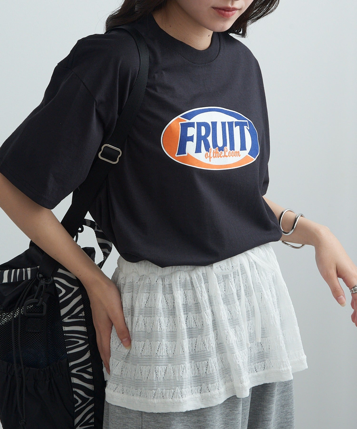 フルーツオブザルーム FRUIT OF THE LOOM FTL Print T-shirt （ブラック） ブラック